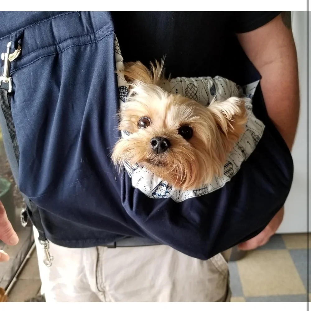 Navy Blue Dog Sling Carrier with Padded Strap